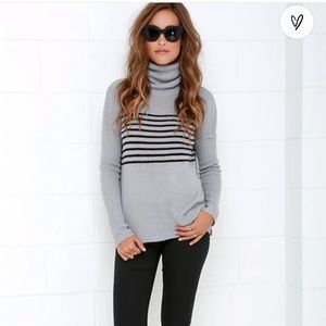 BB Dakota Carver Blue Grey Striped Sweater